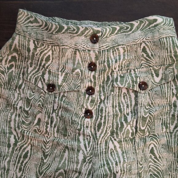 C/Meo Collective Arbor Wide-Leg Pants Sz M Green/White Woodgrain Print Bohemian - Picture 6 of 12